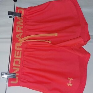 Under Armour Girls UA Tech Play Up Shorts. Bright Orange. YMD